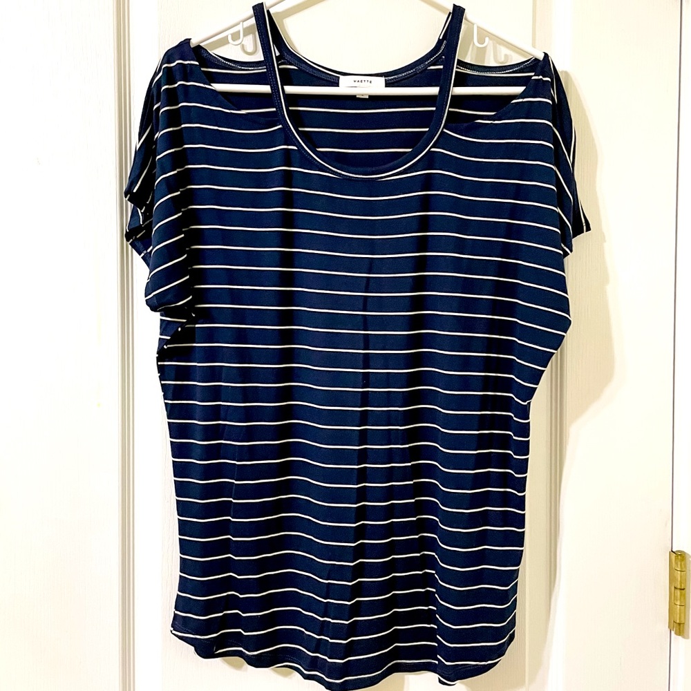 Maette Stripped Cold Shoulder Top in Large